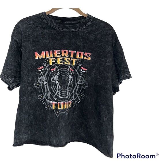 Dia De Los Muertos Festival Tour T-Shirt CROP Top - Medium Day of the Dead - Picture 1 of 3